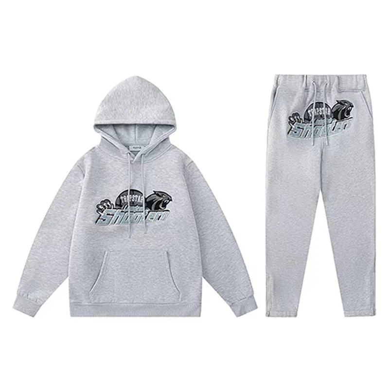 Trapstar Tuta nera trapstar running basket abbigliamento sportivo felpa con cappuccio da uomo felpe con cappuccio e pantaloni larghi tech uomo donna tuta a maniche lunghe 1QS2