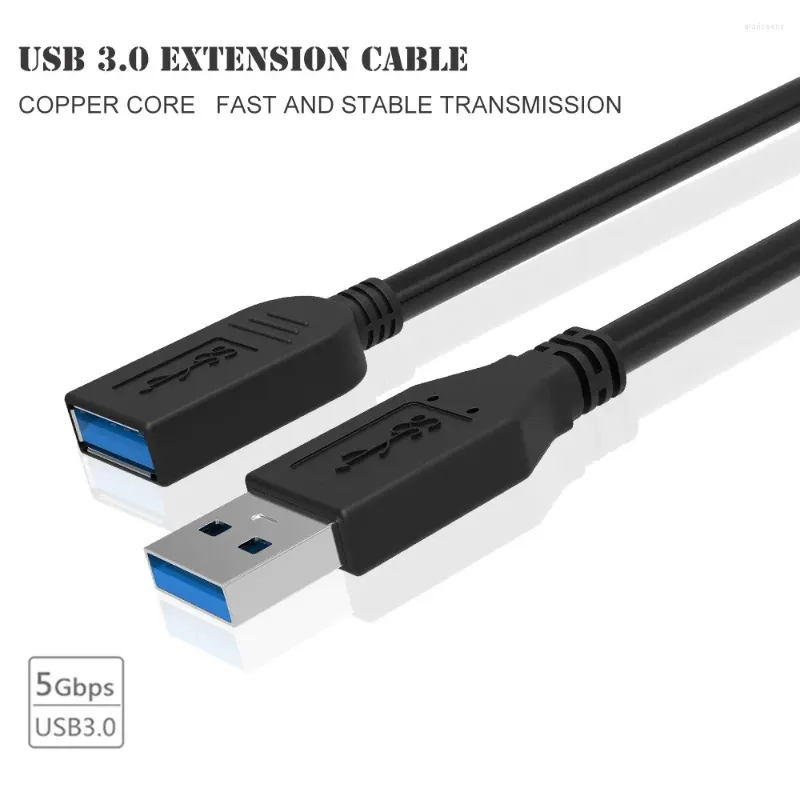 Datorkablar USB3.0 Förlängningskabel Male till kvinnlig USB -flash -enhet Musnätverkskort Data hårt 1/1,5/3 M