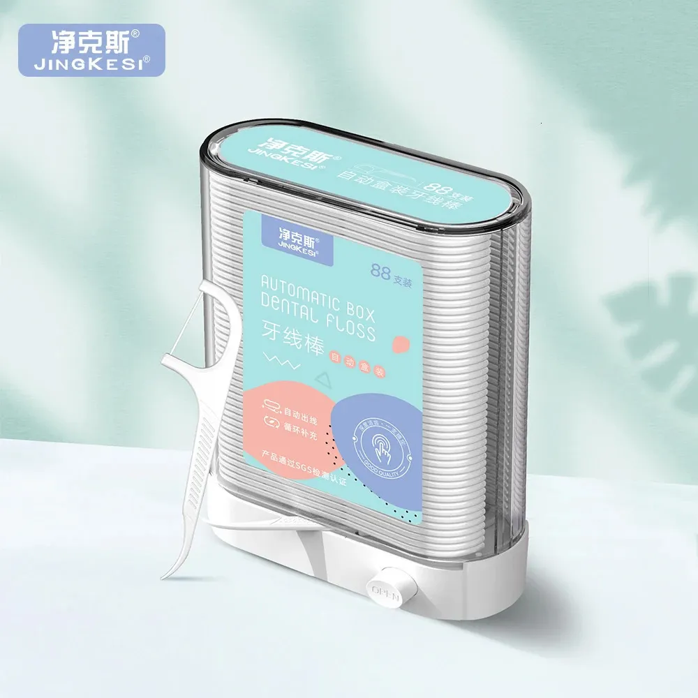 Dental Floss Dispenser Automatic Holder Plastic Toothpicks with Threads Storage Box Portable Refillable Flosser Picks 240309