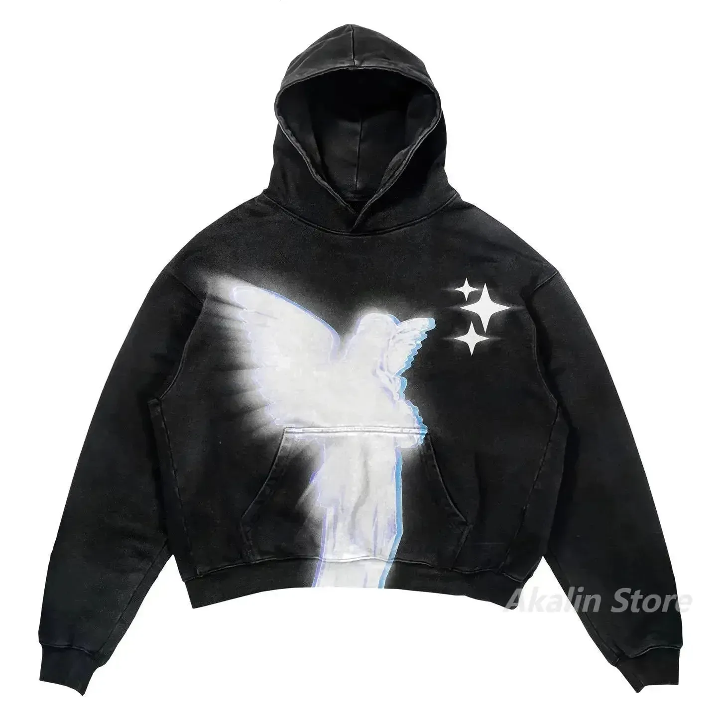 Oversized anjo impressão hoodies mulheres topos agasalho homens casais harajuku streetwear moletom masculino goth y2k roupas masculinas 240227