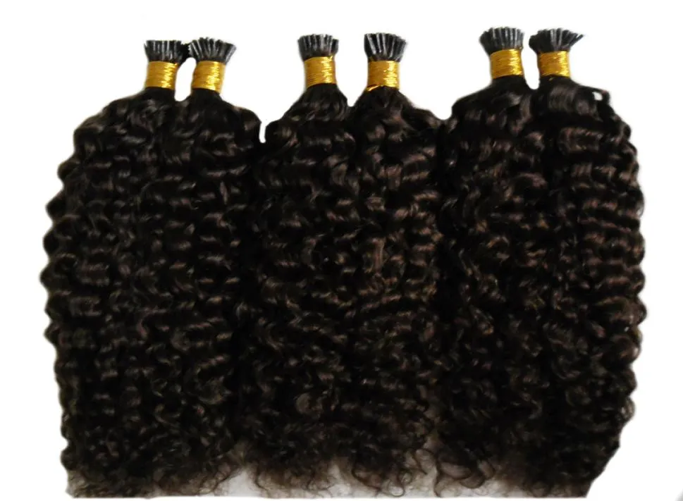 Grau 7a não processado virgem mongol kinky encaracolado cabelo italiano queratina fusão vara eu ponta extensões de cabelo humano afro kinky encaracolado h8205870