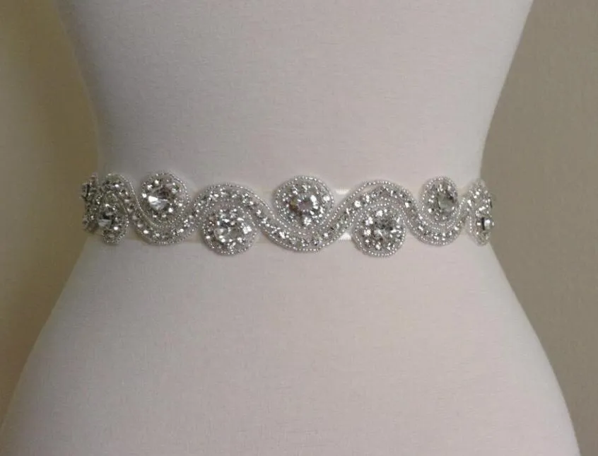 Pärlstav kristall strass brud för bröllopsklänning bälten skärp ribbridal sash brudbälte bröllopsklänning skärm rhinestone sash2436354