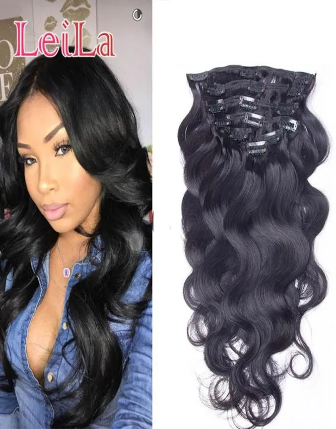 Brazlian Body Wave Clip In Hair Extensions 10piecesset 100120g Unprocessed Human Hair Clip In Virgin Natural Color5515591