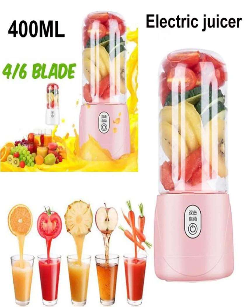 400 ml Portable Electric Fruit Juicers 6 Blades USB RECHARGABEABEL Multifunktion Smoothie Maker Blender Machine Sports Bottle Juicing4650816