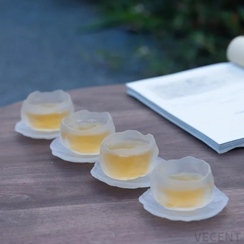 Japon tarzı kalınlaşmış cam tek fincan el yapımı cam çay bardağı ev çay seti aksesuarları çay fincanları ve sosları 240306