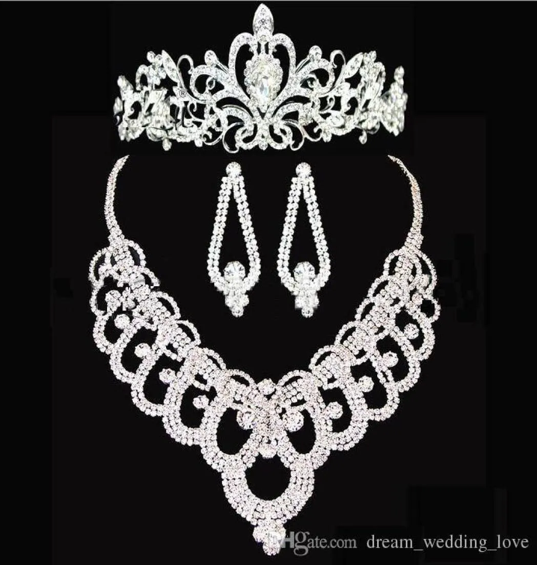 nuove corone da sposa accessori diademi collane per capelli orecchini accessori set di gioielli da sposa stile moda economico bride1922826
