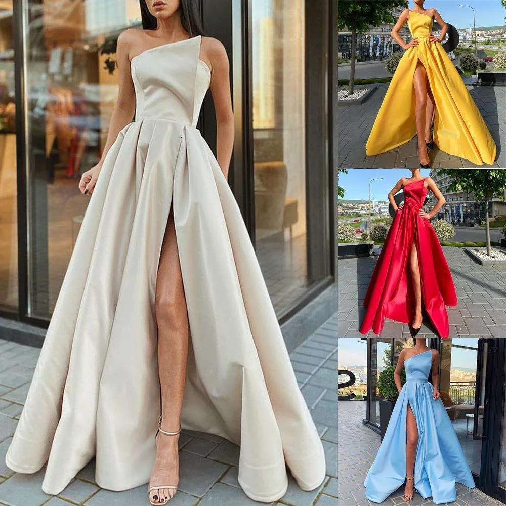 Spring And Summer Womens Dress One Shoulder Tube Top Sexy Split Expansion Skirt For Women