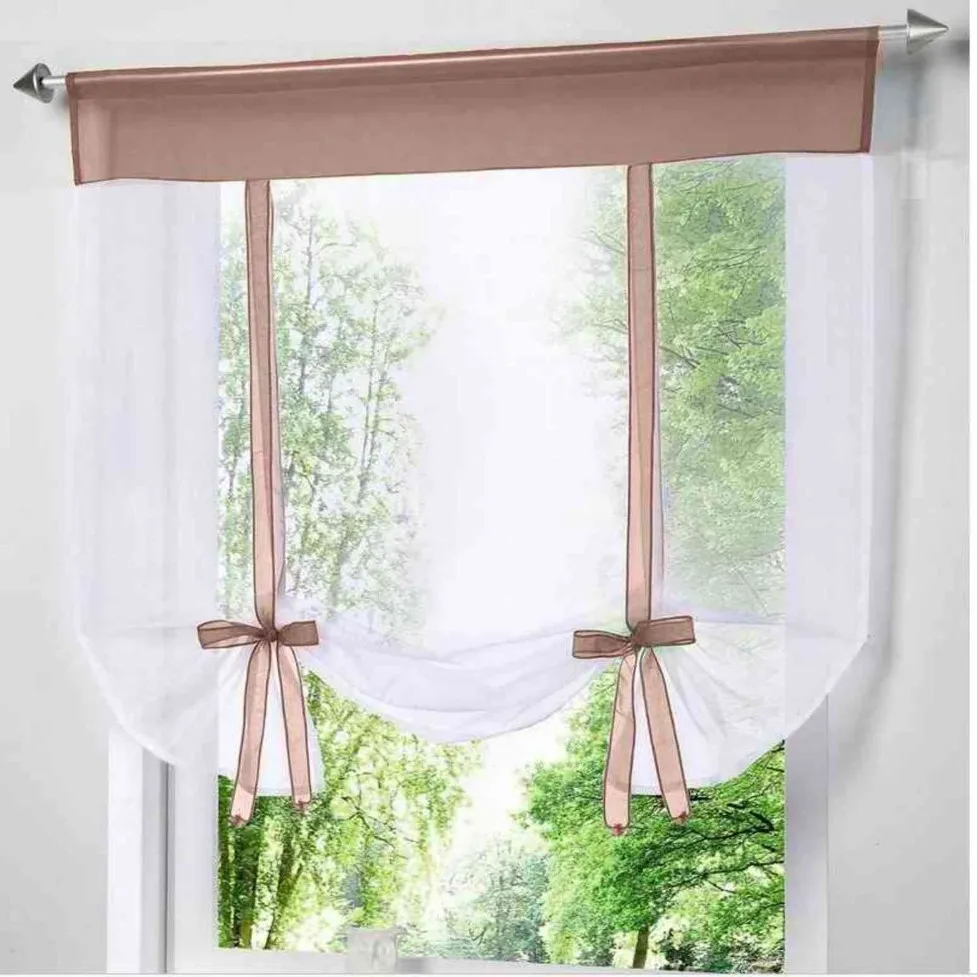 Modern Short Kitchen Tulle for Living Room Divider Home Transparent Sheer Curtain Drapes Window Voile262O