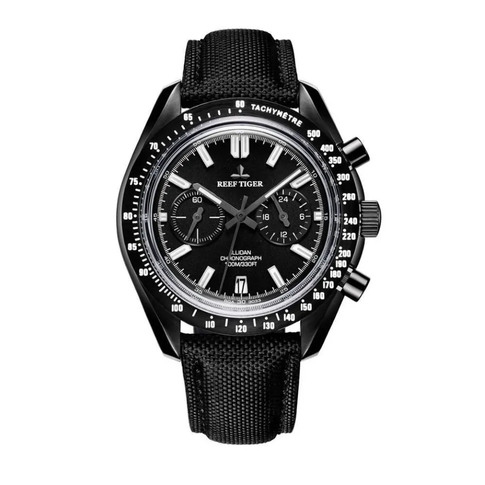 Männer Sport wasserdichte Armbanduhr Herren Quarz-Armbanduhren Reef Tiger leuchtende Chronographenuhr Nylonband reloj hombre RGA3033 T2257Q