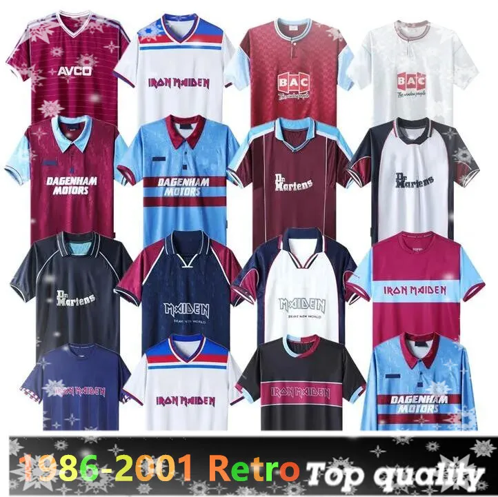 1986 89 햄 레트로 축구 유니폼 아이언 메이든 1990 95 97 Di Canio Kanoute Lampard 1999 2001 2008 2011 2011 Football Shirts 남자 유니폼