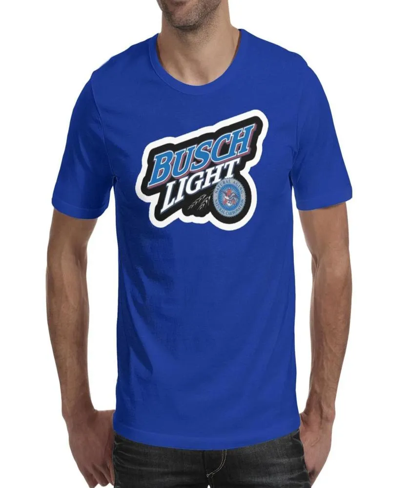 Moda Mens Busch Light Beer azul Redondo pescoço camiseta Design Camisas esportivas Latte busch light beer sinal Angustiado borda traseira Pike Br3528300