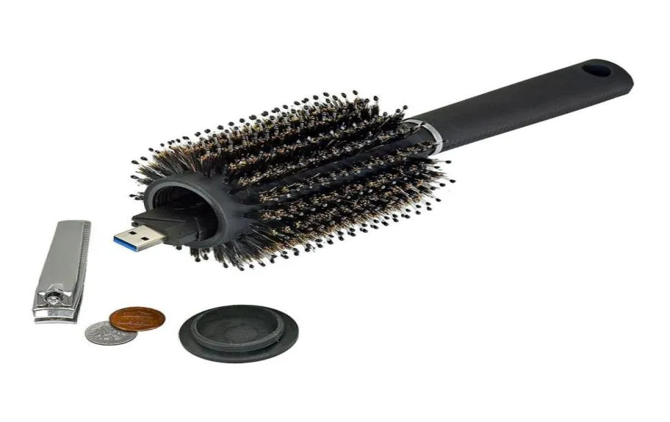 Hollow Hair Brush Comb Black Stash Safe Diversion Secret Security Hair Comb Hidden Valuables Plastic Home Security Storage Box VT08190337