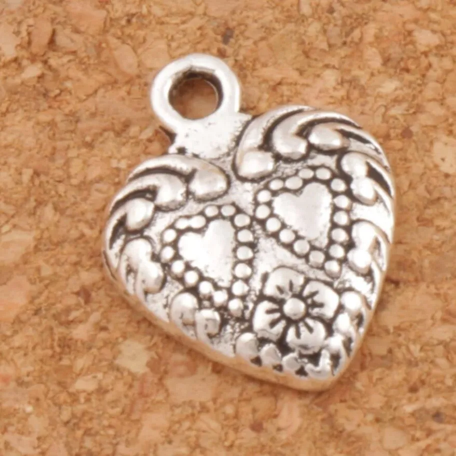 Double Dots Hearts Charm Pendants 200pcs Lot Antique Silver 11 3x15 1 mm Modna biżuteria DIY L907338U