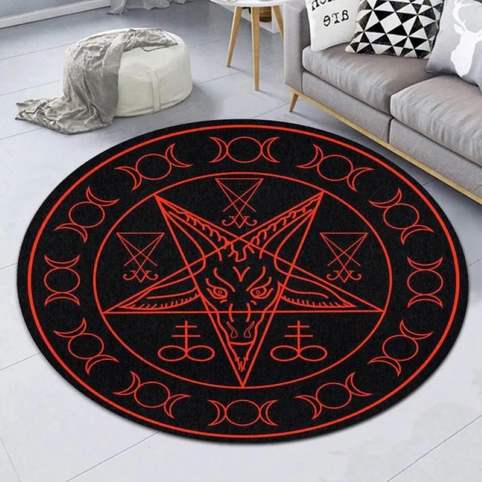 Dywany Sigil of Baphomet i Lucyfer Premium Round Dujan spersonalizowany prezent domowy rodzina powitalna Mat Funny313z