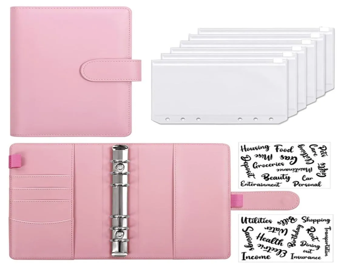 A6 PU LEATHER NOTERBOOK Cash Lopes System Setwith Binder Tickets For Money Budget Saving Bill Organizer 2206246775545