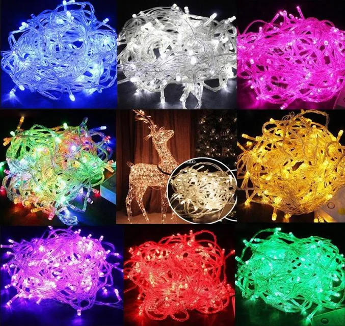 Luci natalizie 20M30M50M100M 800 LED String Fairy Lights Luci natalizie RossoBluVerde Festa colorata Matrimonio Scintillio ligh8615153