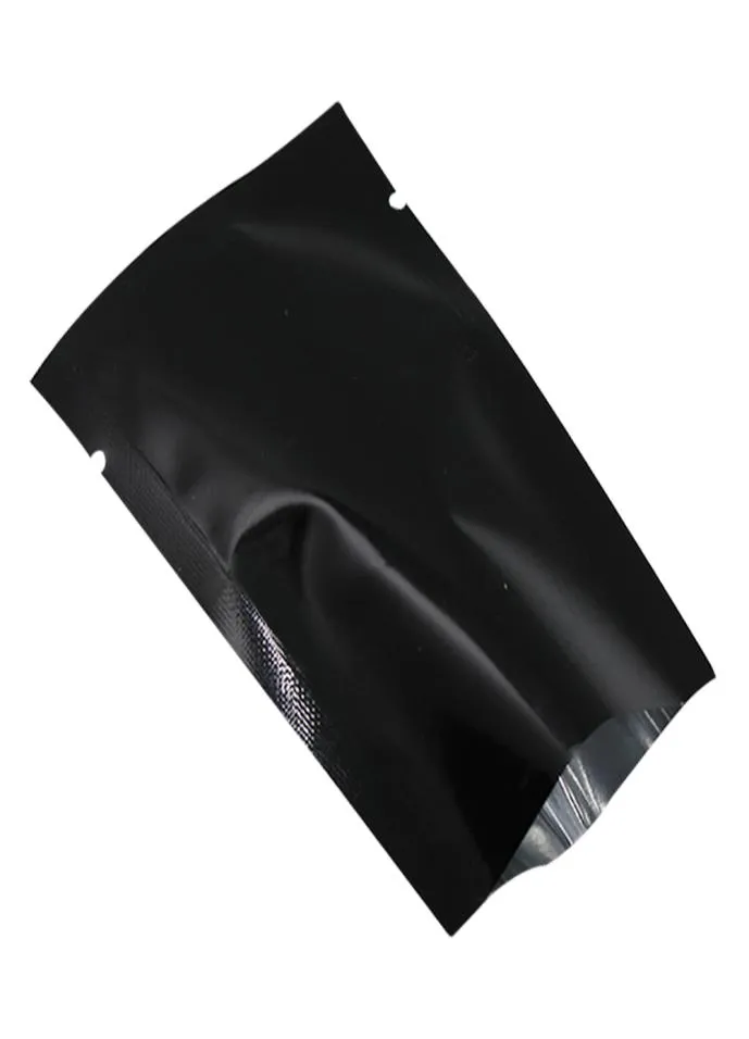 500PCS Cała pieczęć cieplna Otwarta Top Black Alumini folia torby opakowaniowe Mylar Snack Tea Prezenty Pakietowe Pakowanie do przechowywania próżniowe do opakowania na PO1147803