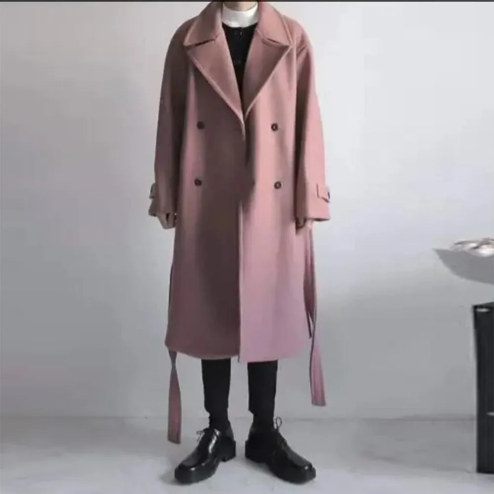 Jackor Dark Pink Men Passar Jackor Custom Made Single Breasted Man Trench Coat Long Outwear Blazer Set Formal Party Dinner Overrock