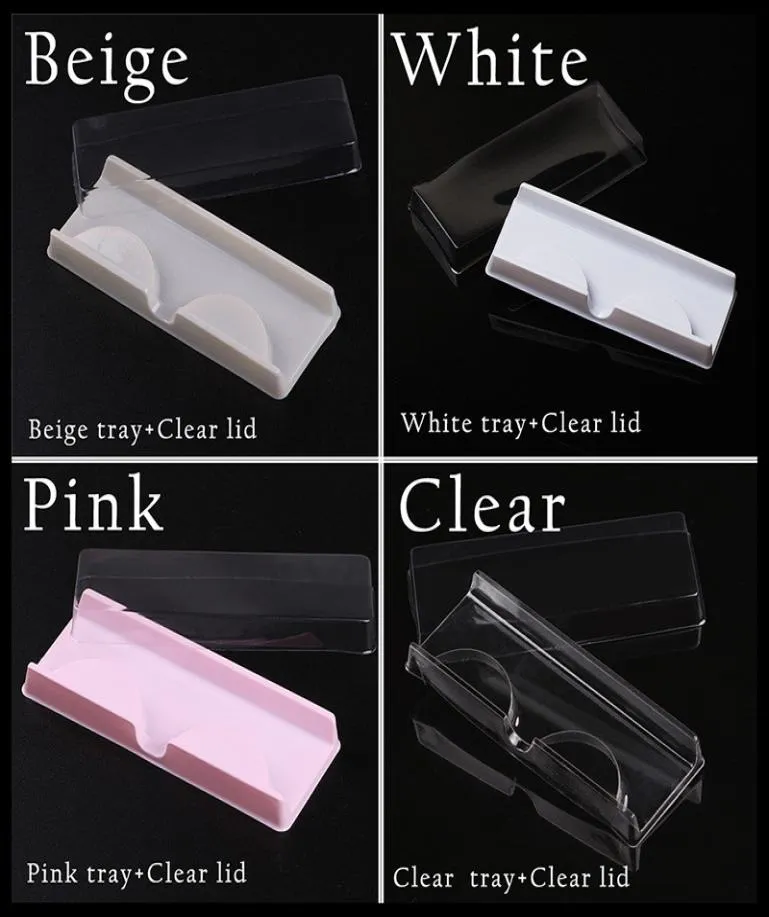 3D Mink Lash Transparent White Pink Plastic Eyelashes Packaging Box Fake Eyelash Tray Storage Cover Single Case Transparent Lid Cl6190862