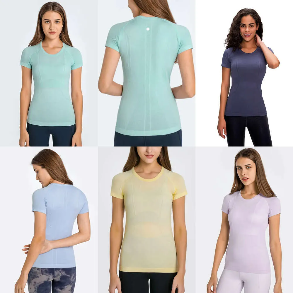 Lu Donna Manica corta Yoga Top Girocollo Slim Fit Camicia sportiva Canotte da corsa ad asciugatura rapida T-shirt traspirante moda Abbigliamento Fiess da esterno