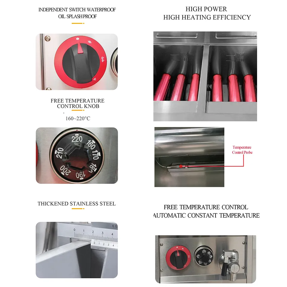 Gf72a equipamento de restaurante 2 tanques máquina francesa fritadeira comercial bancada fritadeira a gás