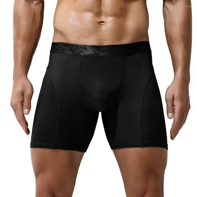 Underbyxor Långben som är andningsbara mesh -underkläder med dig konvex påse design för komfort stöd höga män