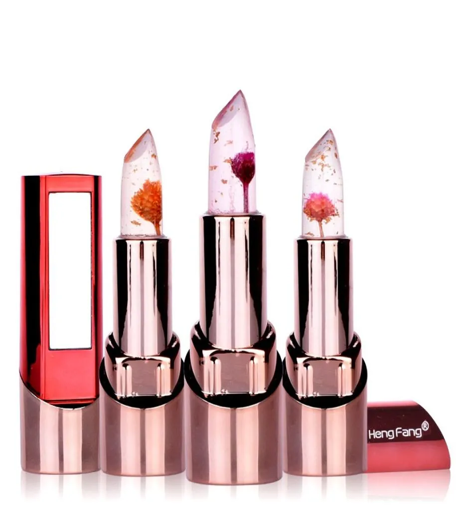 Heng Fang Gold Foil Flower Jelly Lipstick Temperature Changing Lipsticks with Mirror Lasting Moisturizing Lips Makeup6407033