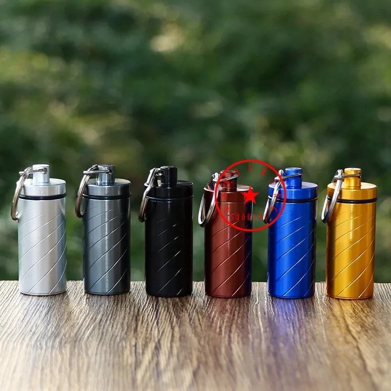 Colorful Aluminium Smoking Tobacco Spice Miller Dabber Telescoping Spoon Storage Bottle Stash Seal Case Waterproof Pocket Snuff Snorter Sniffer Snuffer Holder