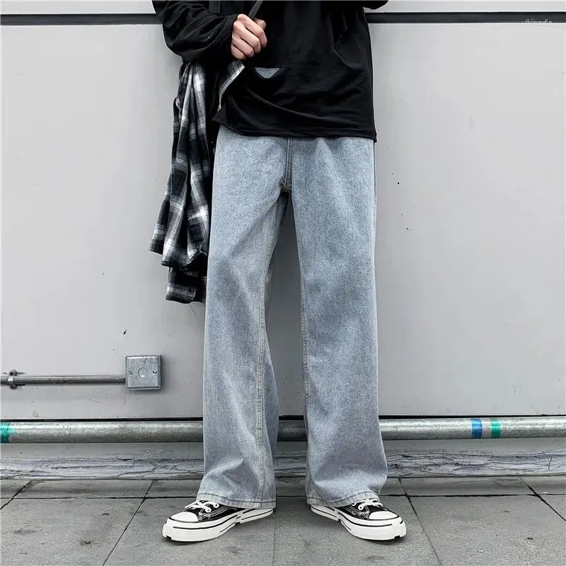Pantalon en jean surdimensionné pour hommes, pantalon de survêtement large, taille haute, droit, ample, confortable, décontracté, en Denim, 2024 B125