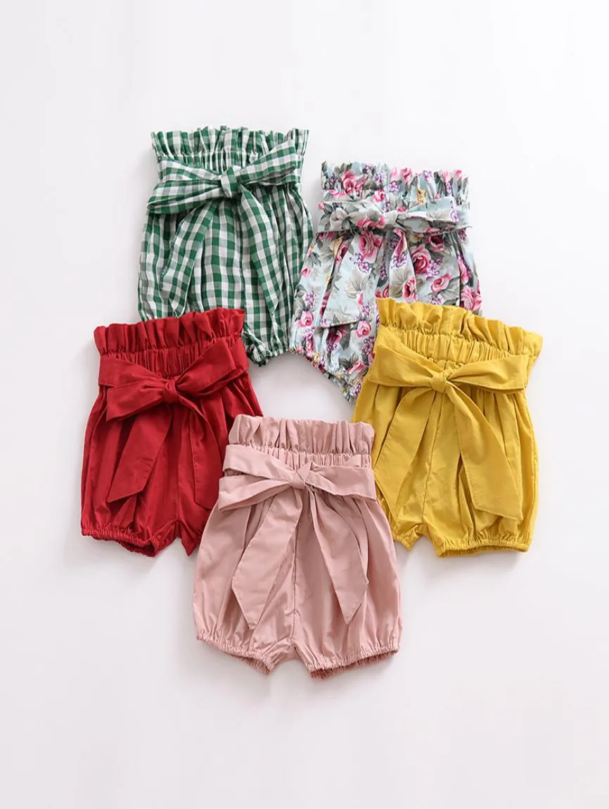 Short à carreaux floraux pour bébé, pantalon PP à volants pour tout-petits, short lanterne pour enfants, pain d'été pour nourrissons, 5 couleurs C58926016619