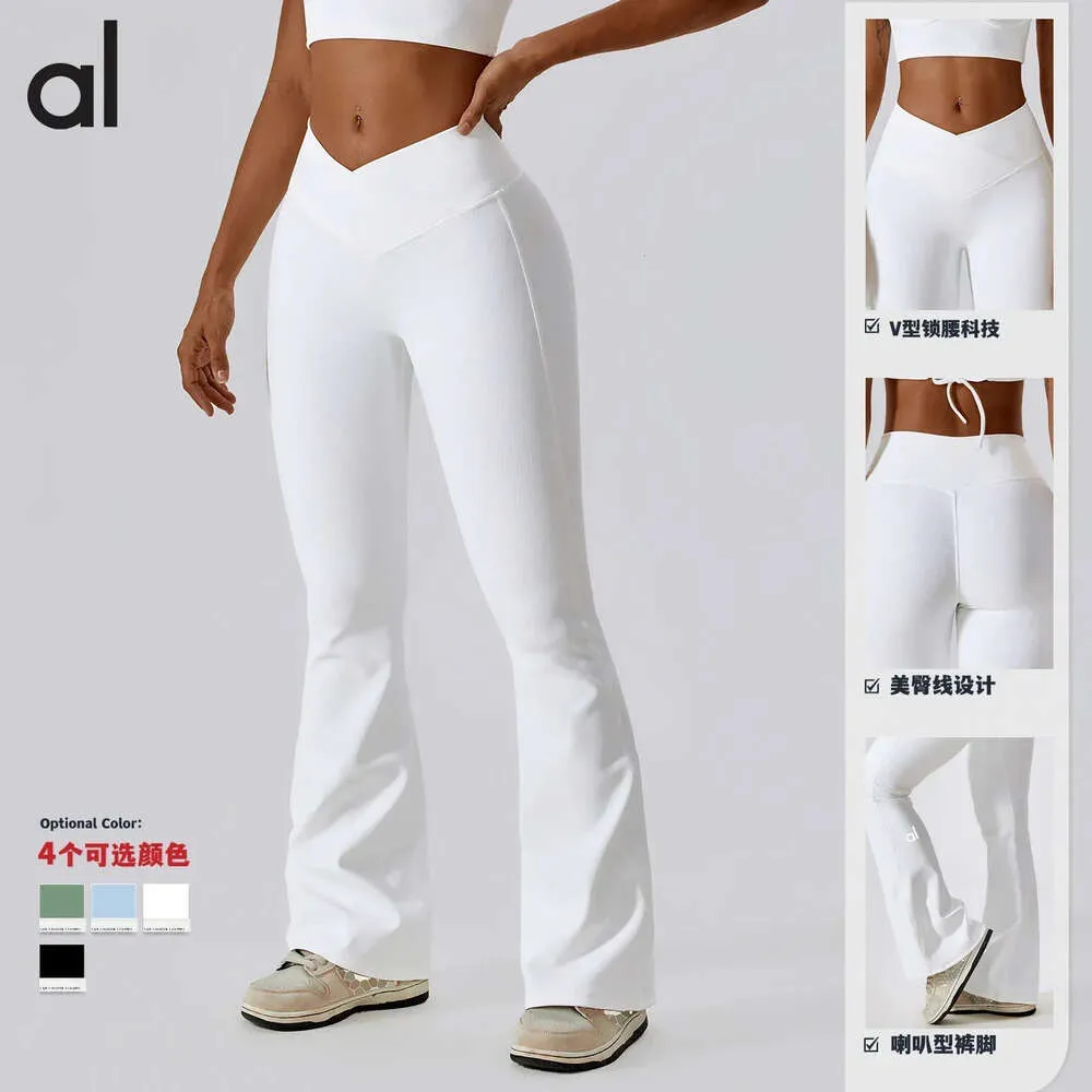 Lu Align Pant Lemon Wlost P Yoga High LO Women Crossover Design Dance Sports Wide Leg Casulo Hip Lift Fiess Micro Flare Pant ant Gym Jogger