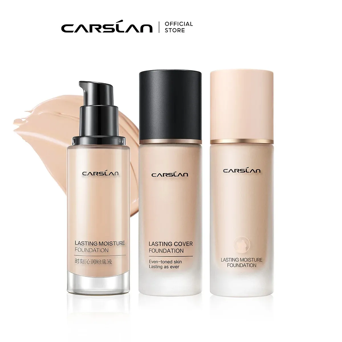 CARSLAN Långlastande fuktmatt Liquid Foundation Full täckning Concealer Bekontroll Bas Makeup 240228