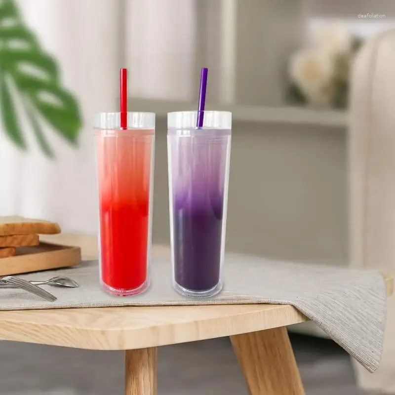 Bouteilles d'eau 473ml / 16oz, gobelets froids à couleur changeante, gobelet en plastique réutilisable avec couvercle et tasse en paille, ustensiles de boisson, Gadgets de cuisine