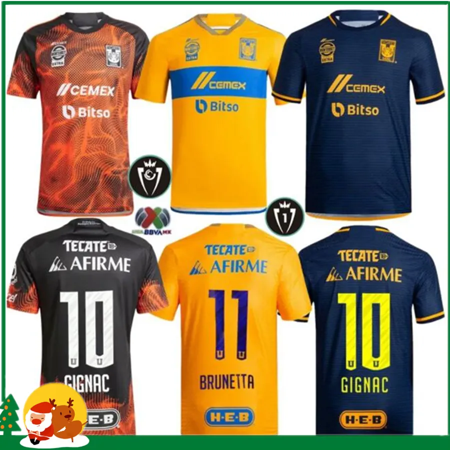 Liga MX 2023 2024 Tigres Futebol Jerseys GIGNAC N.IBANEZ SOTELDO S.CORDOVA AQUINO THAUVIN UANL casa fora 3º 23 24 futebol masculino / infantil kit camisa