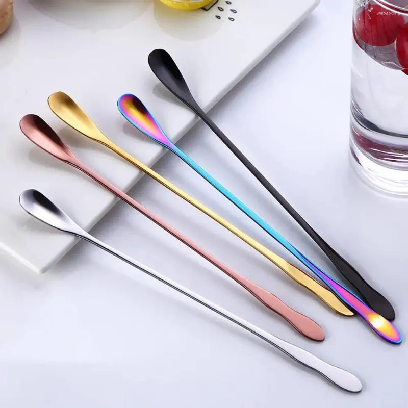 Cucharas de café Cuchara de acero inoxidable de 20 cm Mango largo Herramientas para agitar cócteles Pastel Helado Postre Mezclar onzas Teadrop Bar Suministros