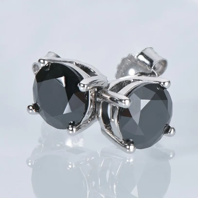 Stud Iogou Black Studörhängen för män Kvinnor D Färg 6 5mm Solitaire Diamond Earrings Solid 925 Sterling Silver Jewelry 230208252Y