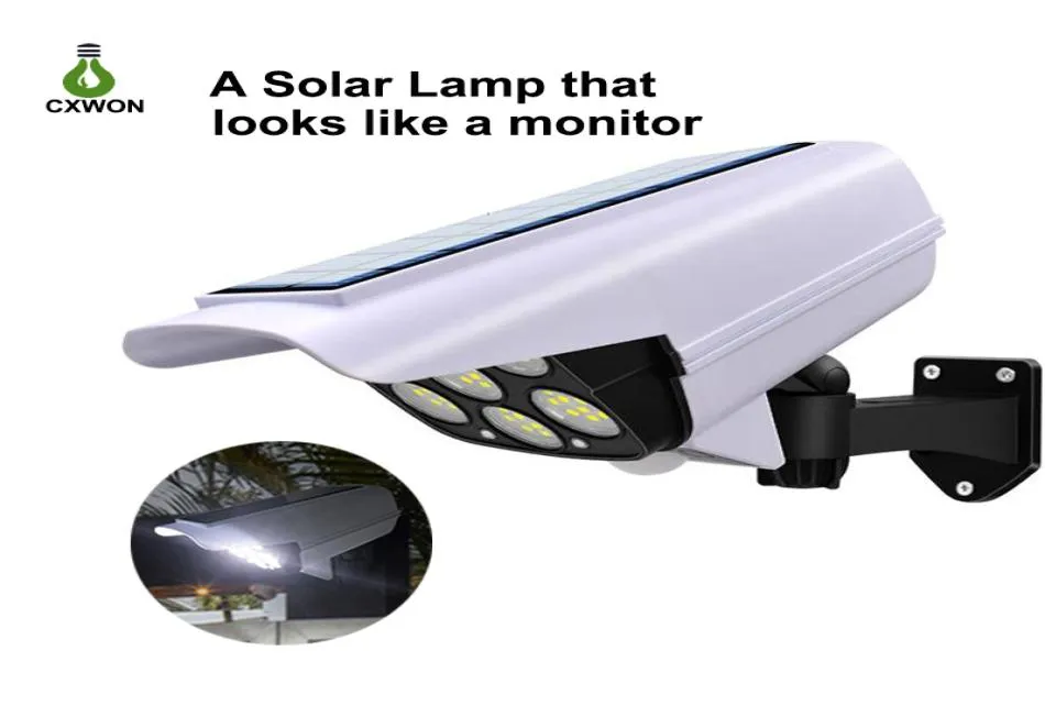 Solar Security wandlamp Outdoor Dummy Camera Draadloos 77 LEDs Spot Light 3 Modi Bewegingssensor Verlichting voor Tuin Thuis Park3313595