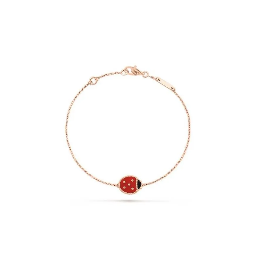 Designer Ladybug Bracelet Rose Gold Plated chain Ladies and Girls Valentine's Day Mother's Day Engagement Jewelry Fade F289I