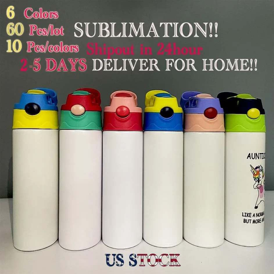 US Warehouse 12oz Sublimation Tumblersストレートシッピーカップステンレススチールベビーボトルダブルウォールバキュームフィーチング看護ボトル251b