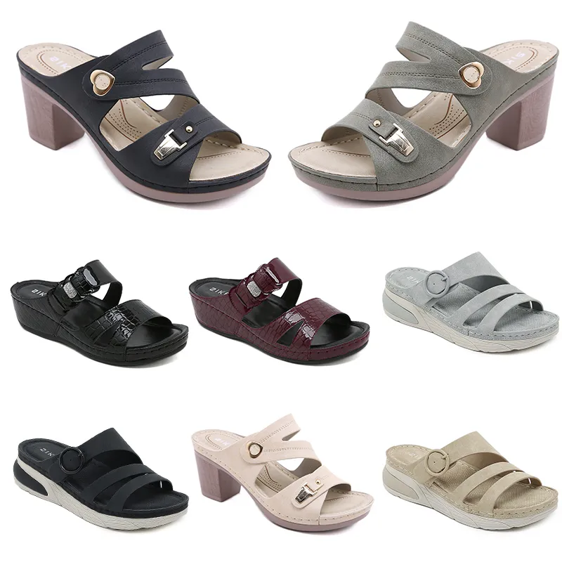 2024 Summer Women Shoes Sandaler Low Heels Mesh Surface Leisure Mom Black White Red Green Large Size 36-42 O23-1 GAI