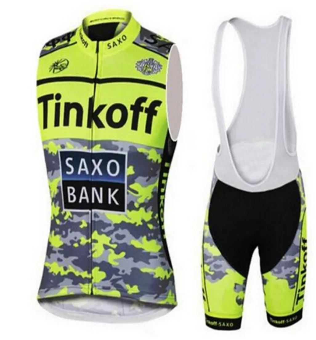 Conjuntos de camisas de ciclismo Tinkoff bicicleta camiseta sem mangas colete de equipe roupas esportivas em 07087221080