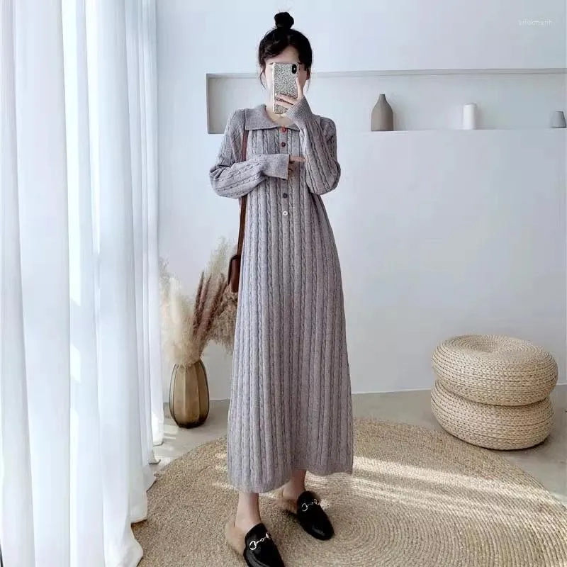 Casual Dresses Women's Over Knee Covering Knit Dress Spring Autumn Oversized Thickened Loose Fried Dough Twists Sweater Long