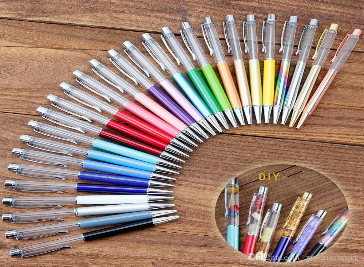 Творческая пустая шариковая ручка «сделай сам», студенческие блестящие ручки для письма, красочные шариковые ручки с кристаллами на заказ, логотип 8365322