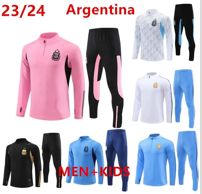 22 23 24 3 étoiles Argentine Survêtement de football Jersey Messi Training Suit Chemise de football Maradona Di Maria 22/23/24 Hommes Enfants Kit Survêtement Ensembles Uniformes