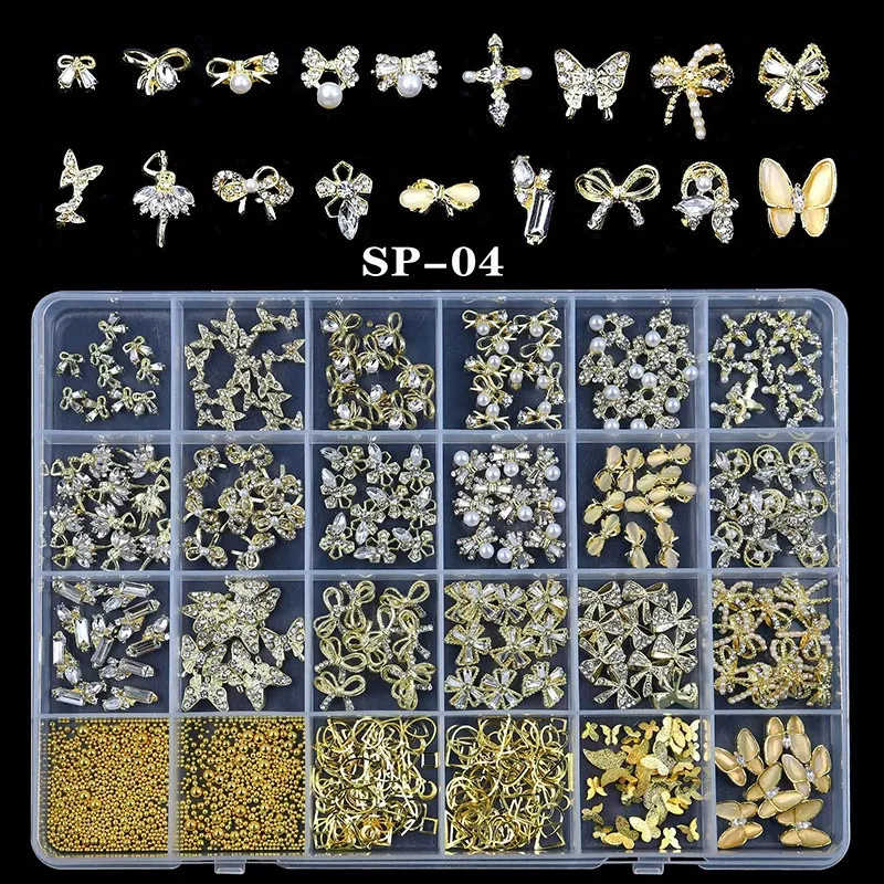 3D Butterfly Nail Decoration Alloy Rhinestones Kit Resin Gemstone Nail Charms for Nail Art 3D Mix Crystal Nails Accessories Tool 240301