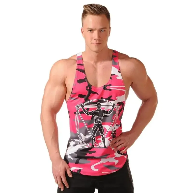 Canottiere da uomo Bodybuilding Canotte mimetiche Camicia senza maniche Palestra Fitness Allenamento Canottiera Canottiera Abbigliamento da allenamento ad asciugatura rapida 240304