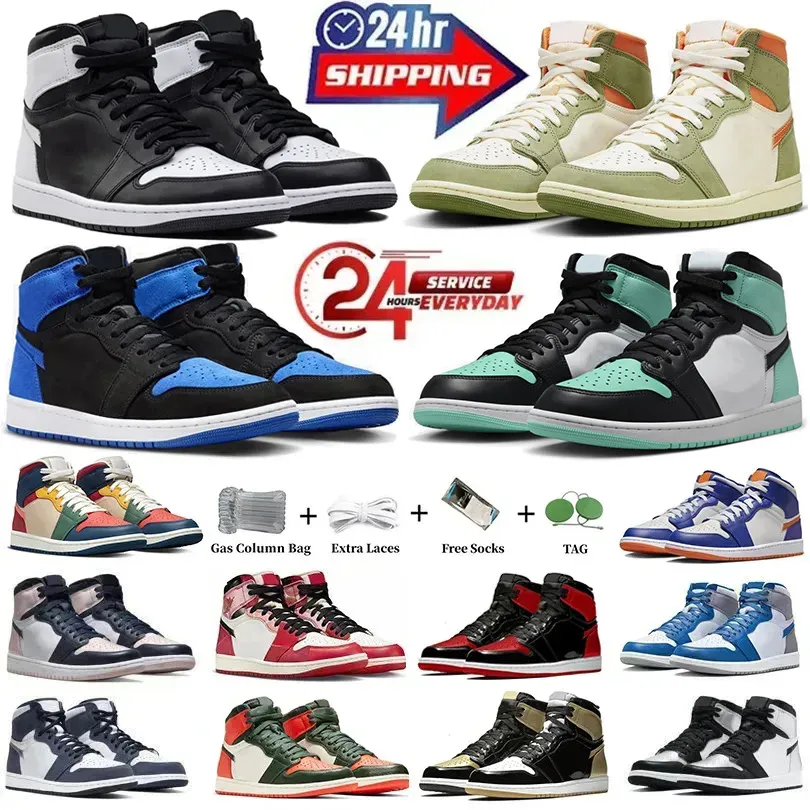 1S Mens Basketball Shoes Royaled Redaged Lost Found Gorge Starffish Satin Bred Patent Dark Mocha Palomino University UNC Green Glow Women Trainers Sports Sneaker