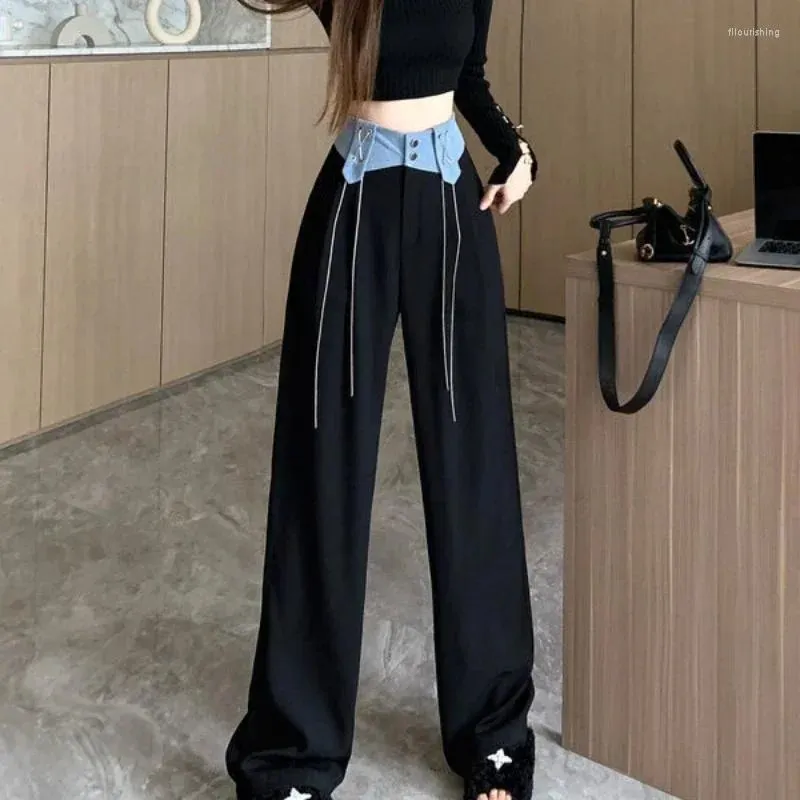 Women's Jeans High Waist S Trousers Black Pants For Women With Pockets Straight Leg Womens Harajuku Fashion Hippie Summer Fitted A R