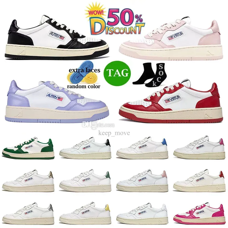 2024 Chaussures de sport de haute qualité Marque américaine Autrys Rose Pink Panda Skating Low Autri Médaillé Bicolore Action Sports Top Low Sneaker pour hommes et femmes 35-43