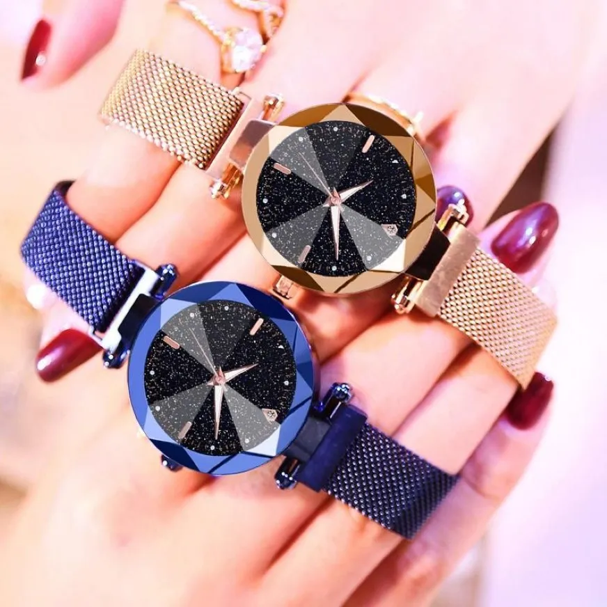 Wristwatches 2022 Women Watches Fashion Luxury Magnetic Buckle Stainless Steel Strap Refractive Surface Luminous Dial Quartz Watch261d